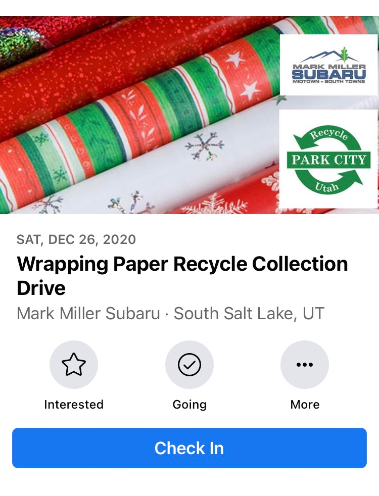 Mark Miller Subaru Wrapper Paper Recycling Drive Facebook event post